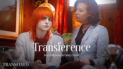 Cum shot from a hot tranny in a 3rd party threesome scene