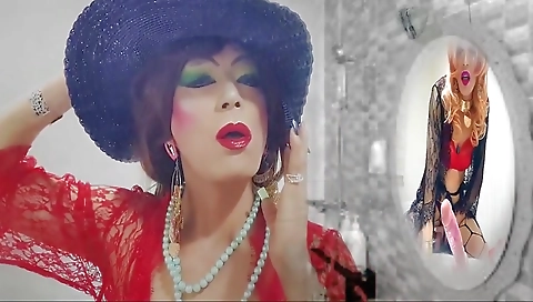 sissy girl niclo sexy makeup after masturbation solo