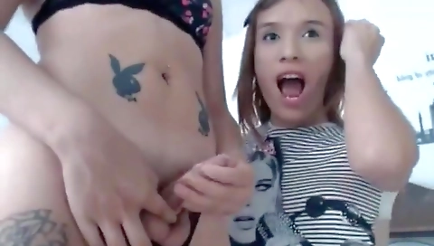 beautiful femme trans girl get blown by femme friend